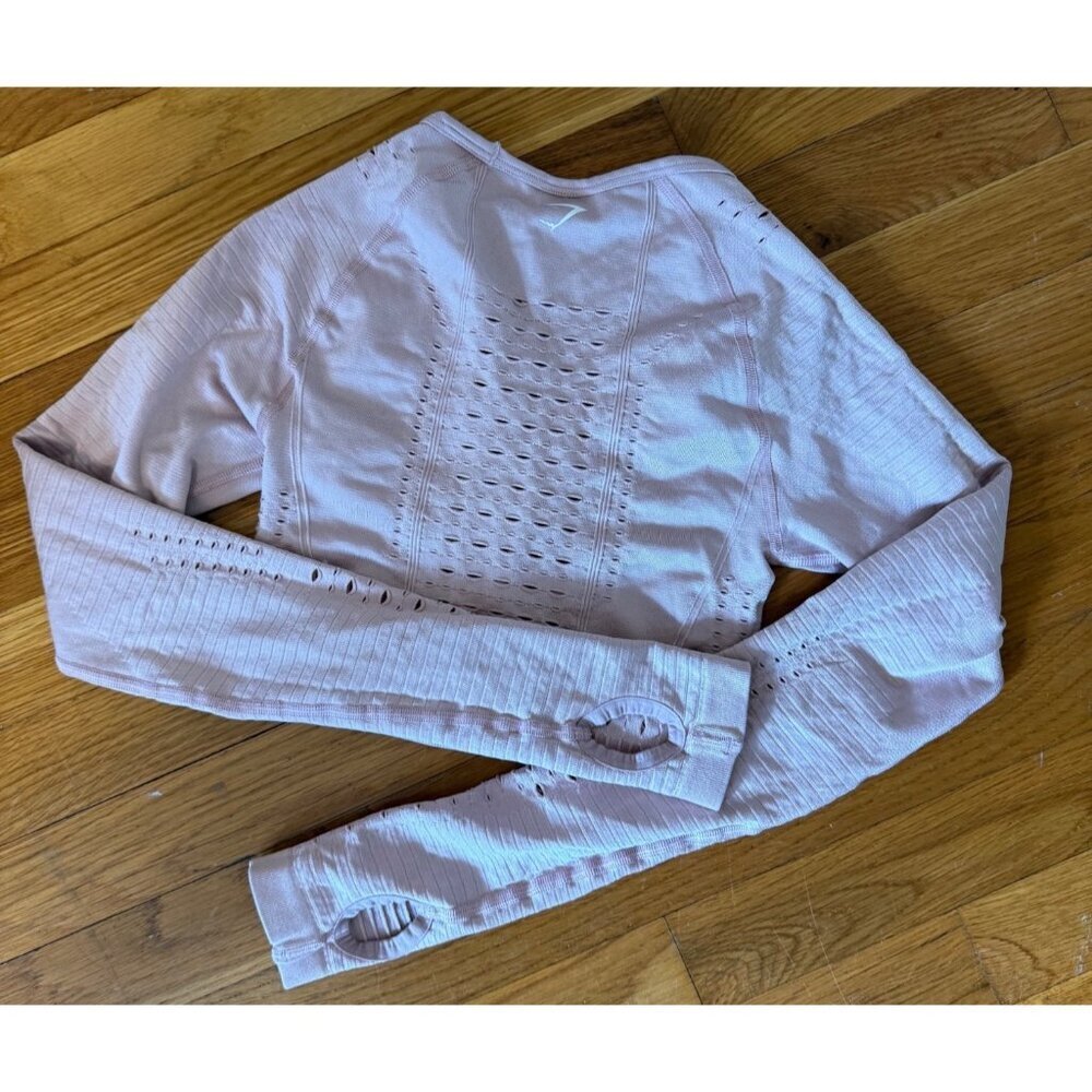 Gymshark Seamless Long Sleeve Crop Top & Leggings Set XS Pink Glow - Picture 6 of 8